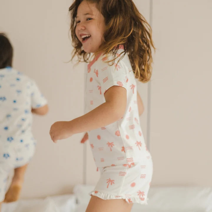 SHORT SLEEVE SLEEP SET Pink Holiday