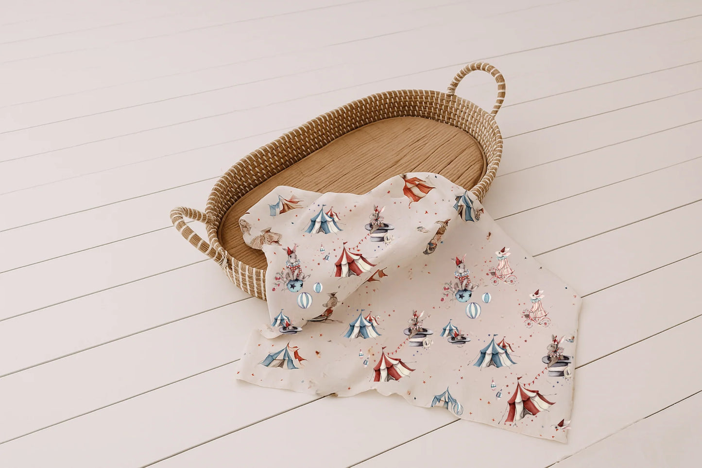 Organic Muslin Swaddle Circus Bunnies