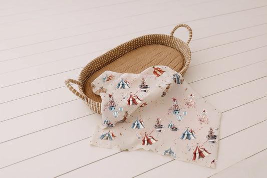 Organic Muslin Swaddle Circus Bunnies