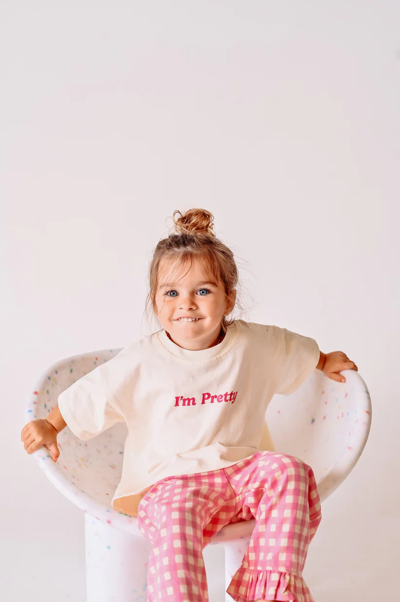 I'm Pretty Tee - Cream & Pink - PRE ORDER