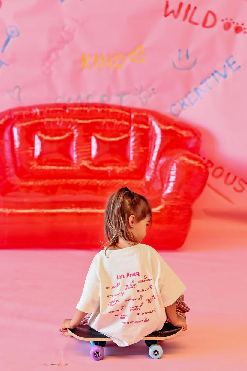 I'm Pretty Tee - Cream & Pink - PRE ORDER