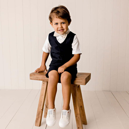 Designer Kidz - Toby Linen Vest Navy