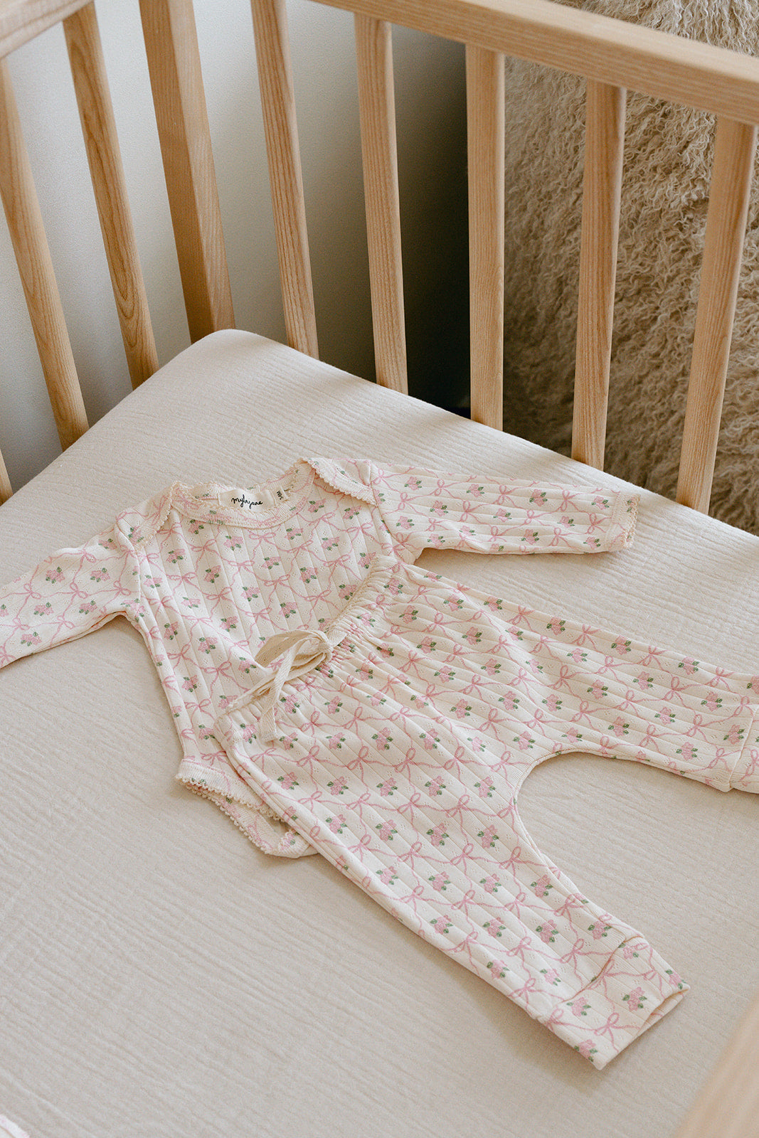 Élodie Pointelle Bodysuit - Cream/Pink