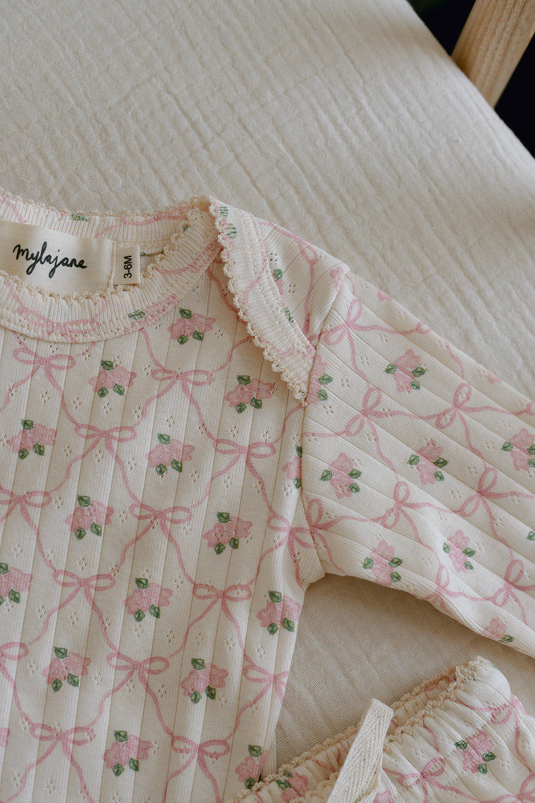 Élodie Pointelle Bodysuit - Cream/Pink