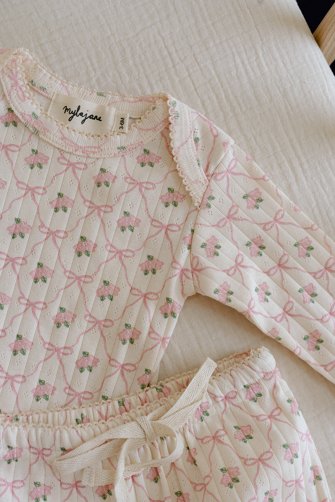 Élodie Pointelle Bodysuit - Cream/Pink