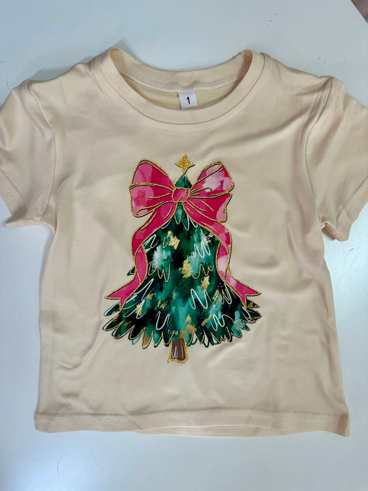 Christmas Tee Pink Bow