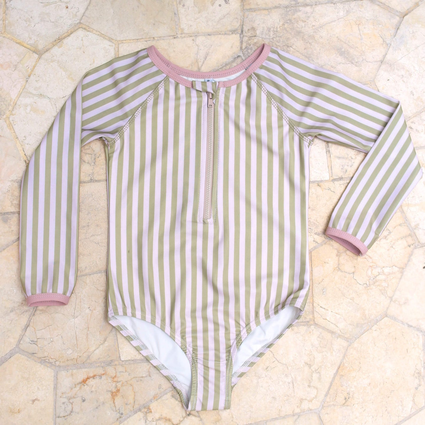 Bam Loves Boo Striped Long Sleeve Swimsuit