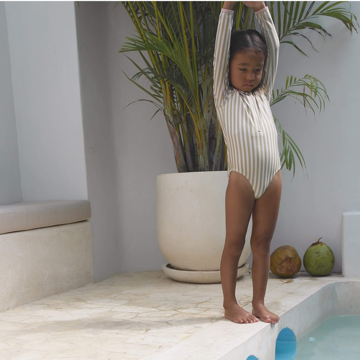 Bam Loves Boo Striped Long Sleeve Swimsuit