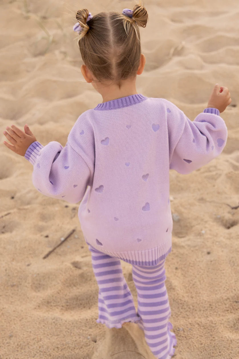 Tie Up Heart Cardigan Ultraviolet