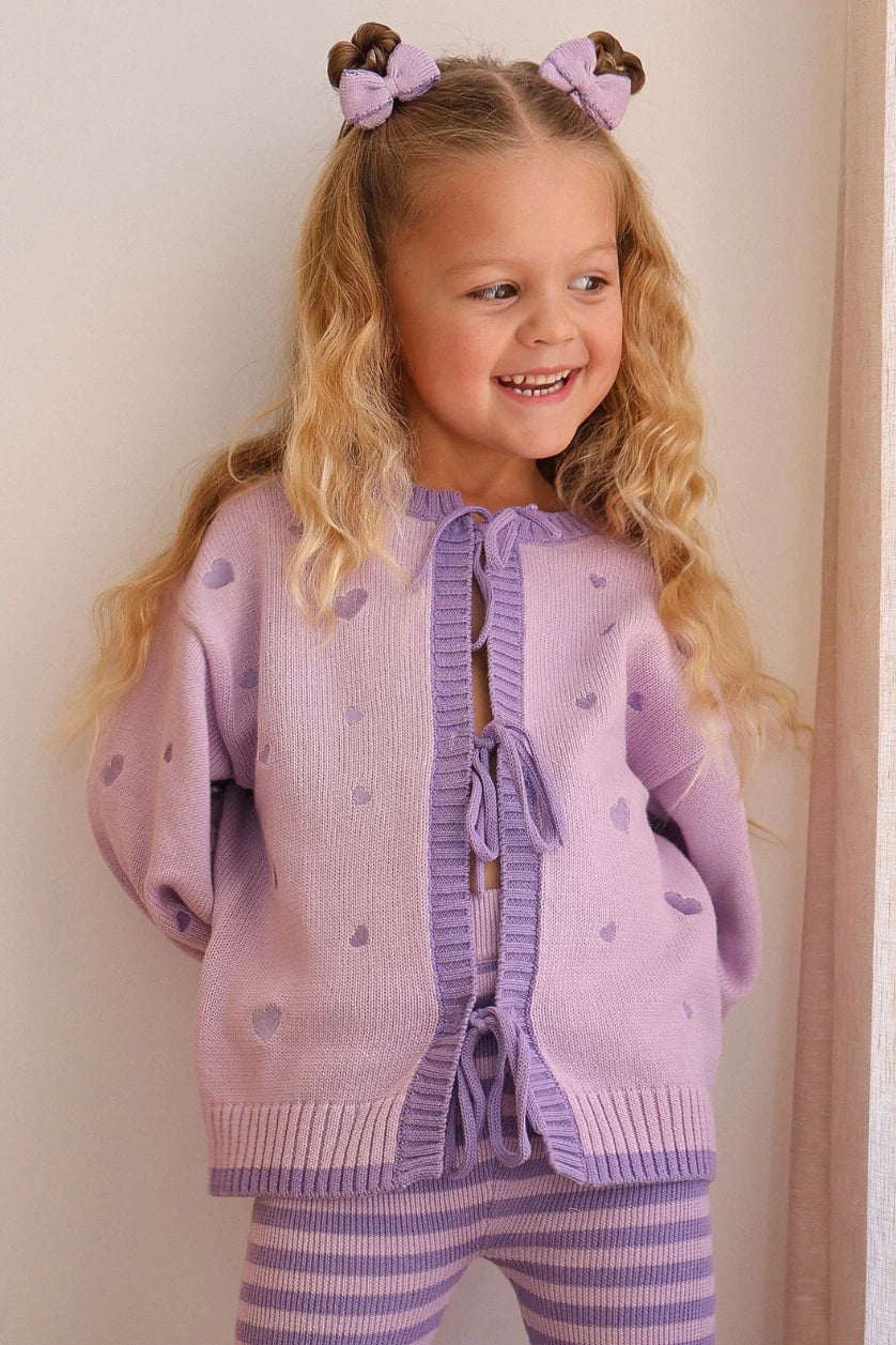 Tie Up Heart Cardigan Ultraviolet