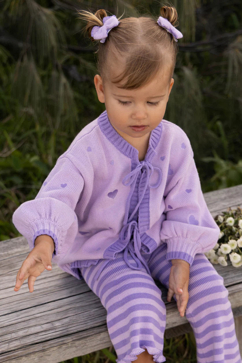 Tie Up Heart Cardigan Ultraviolet