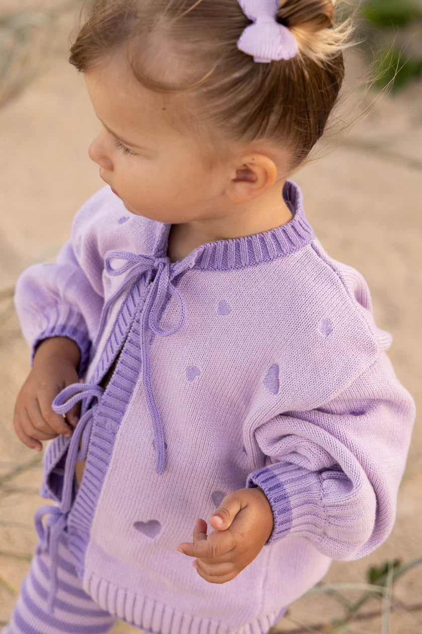 Tie Up Heart Cardigan Ultraviolet
