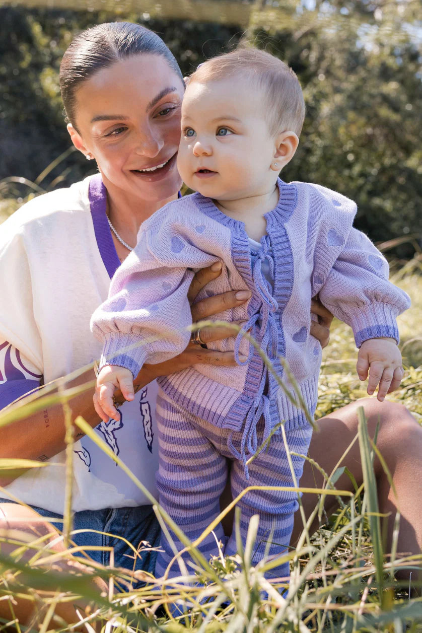 Tie Up Heart Cardigan Ultraviolet