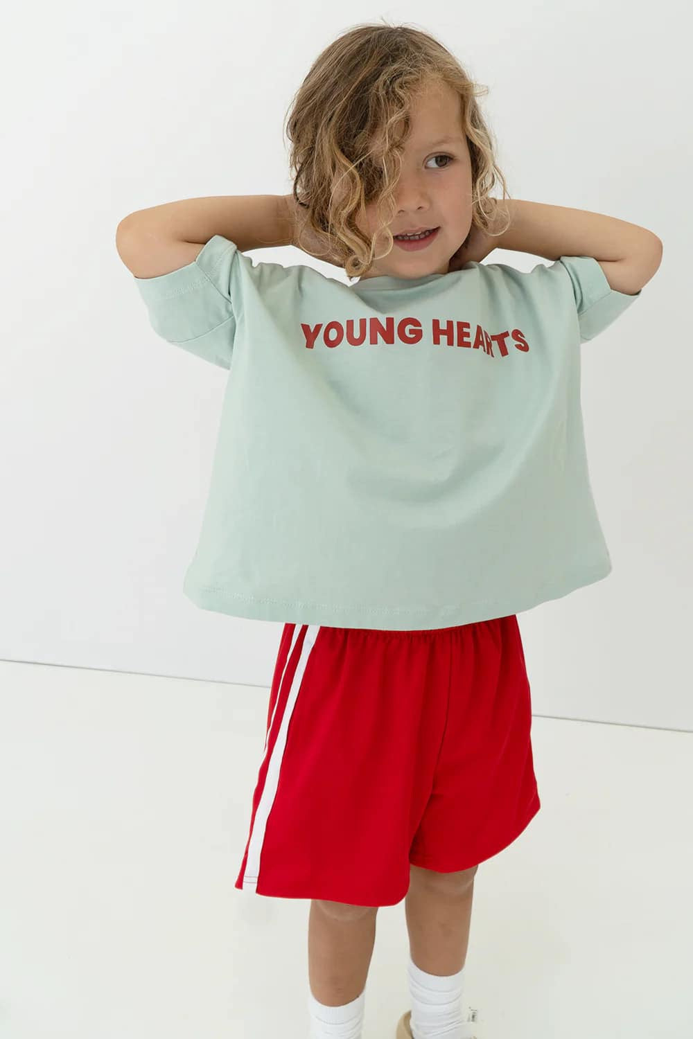 By Kin Young Hearts Tee - Frost Blue