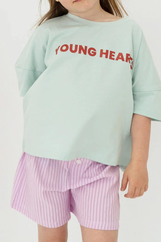 By Kin Young Hearts Tee - Frost Blue