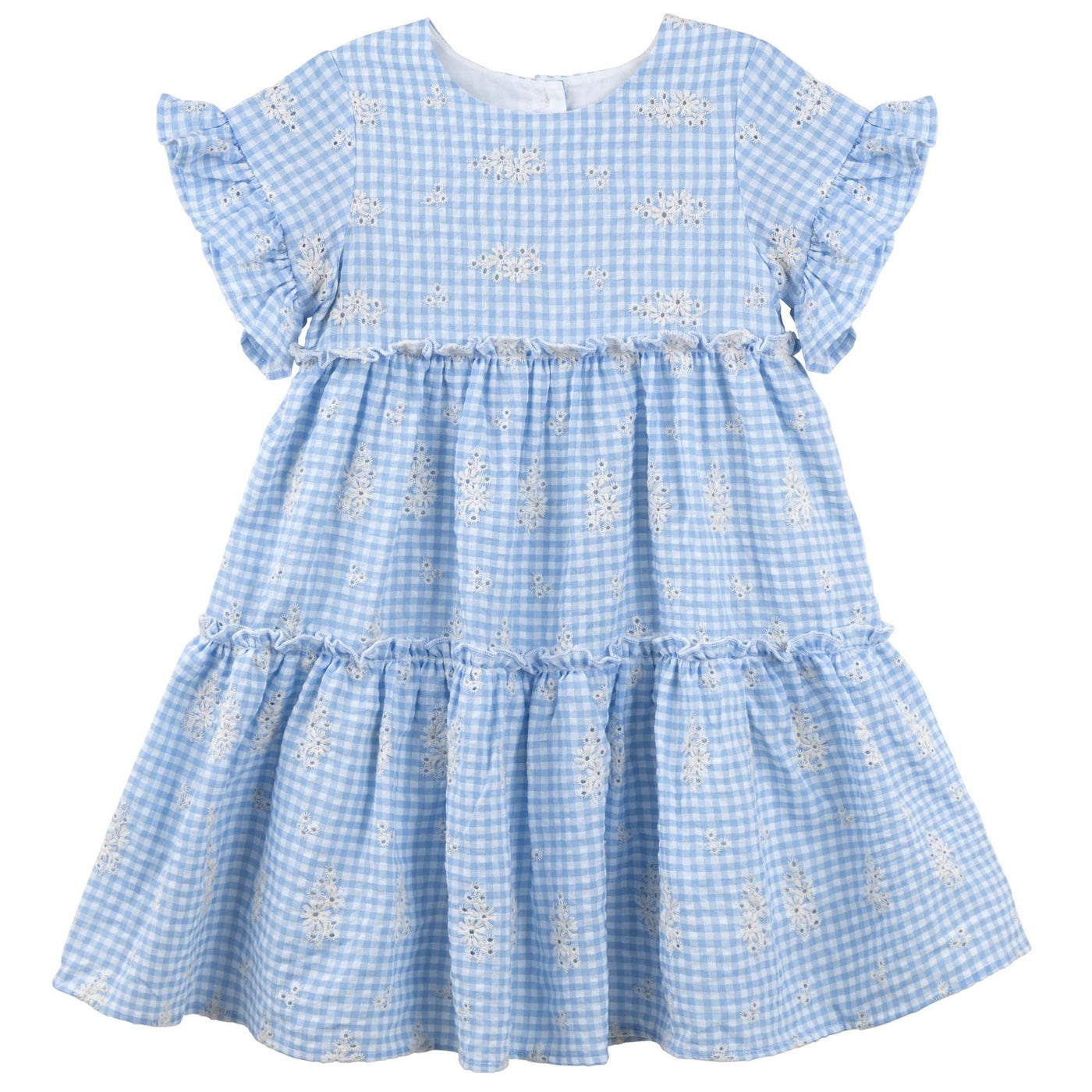 Designer Kidz Alice Embroidered Gingham Dress Blue