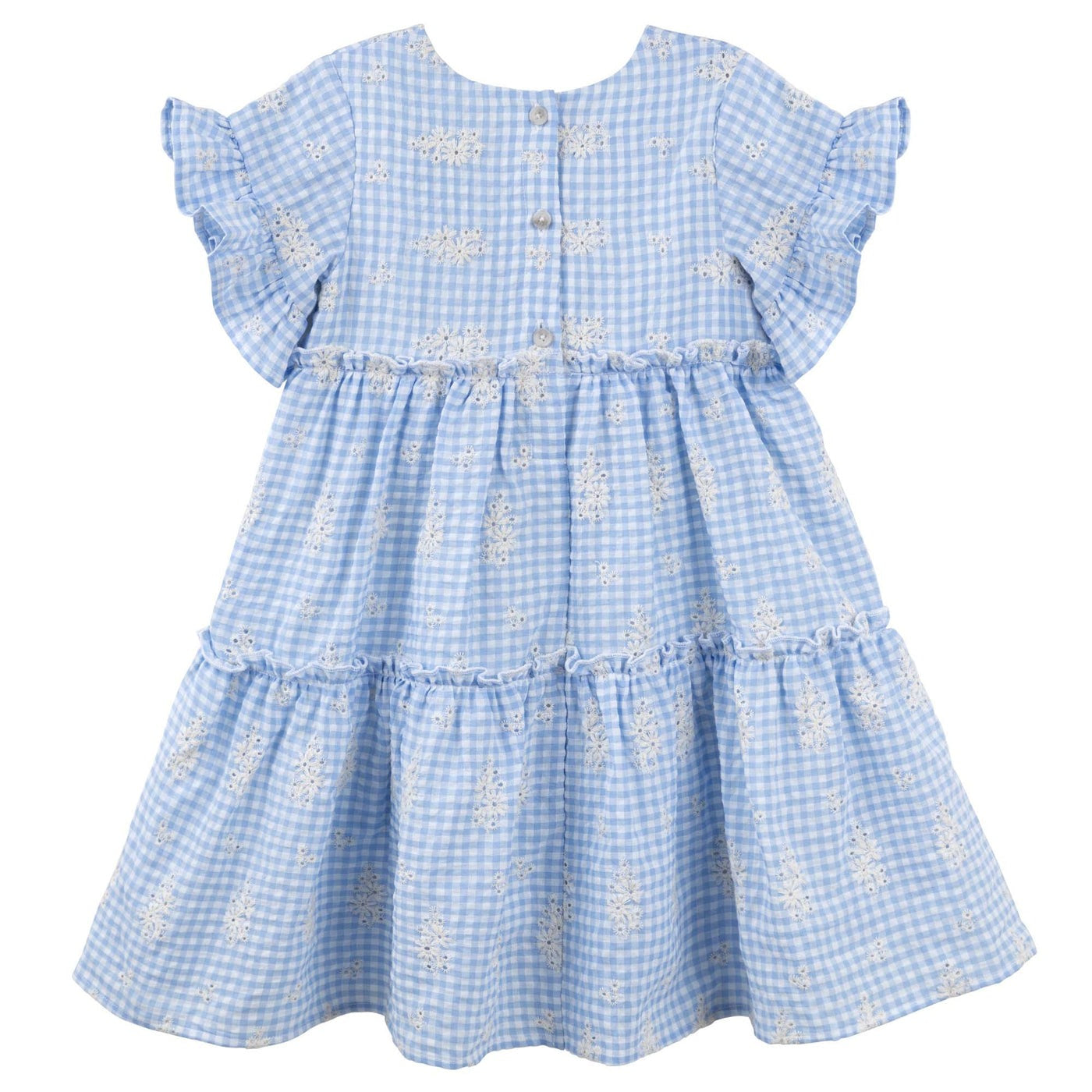 Designer Kidz Alice Embroidered Gingham Dress Blue