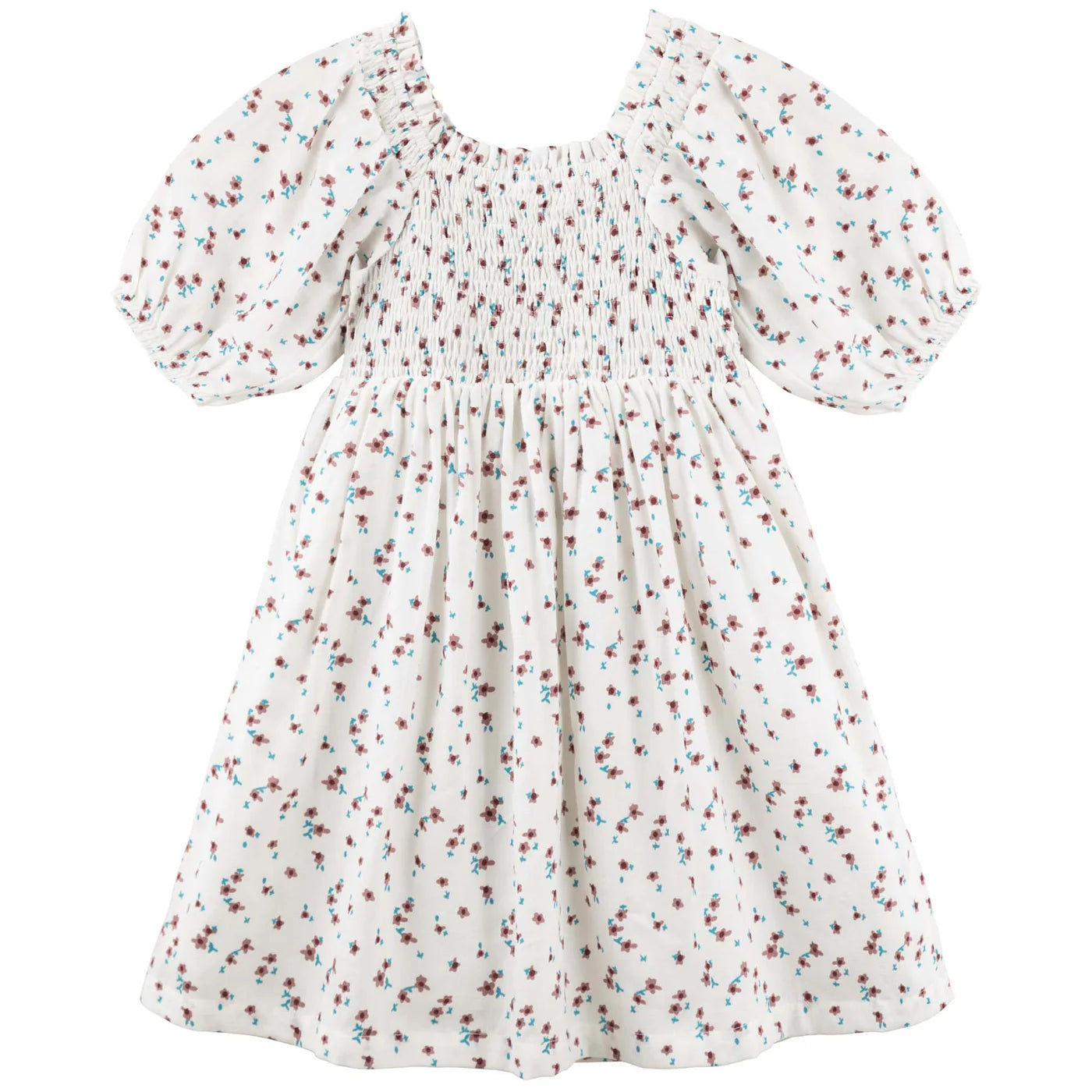 Designer Kidz Evie S/S Puff Sleeve Dress - Ecru