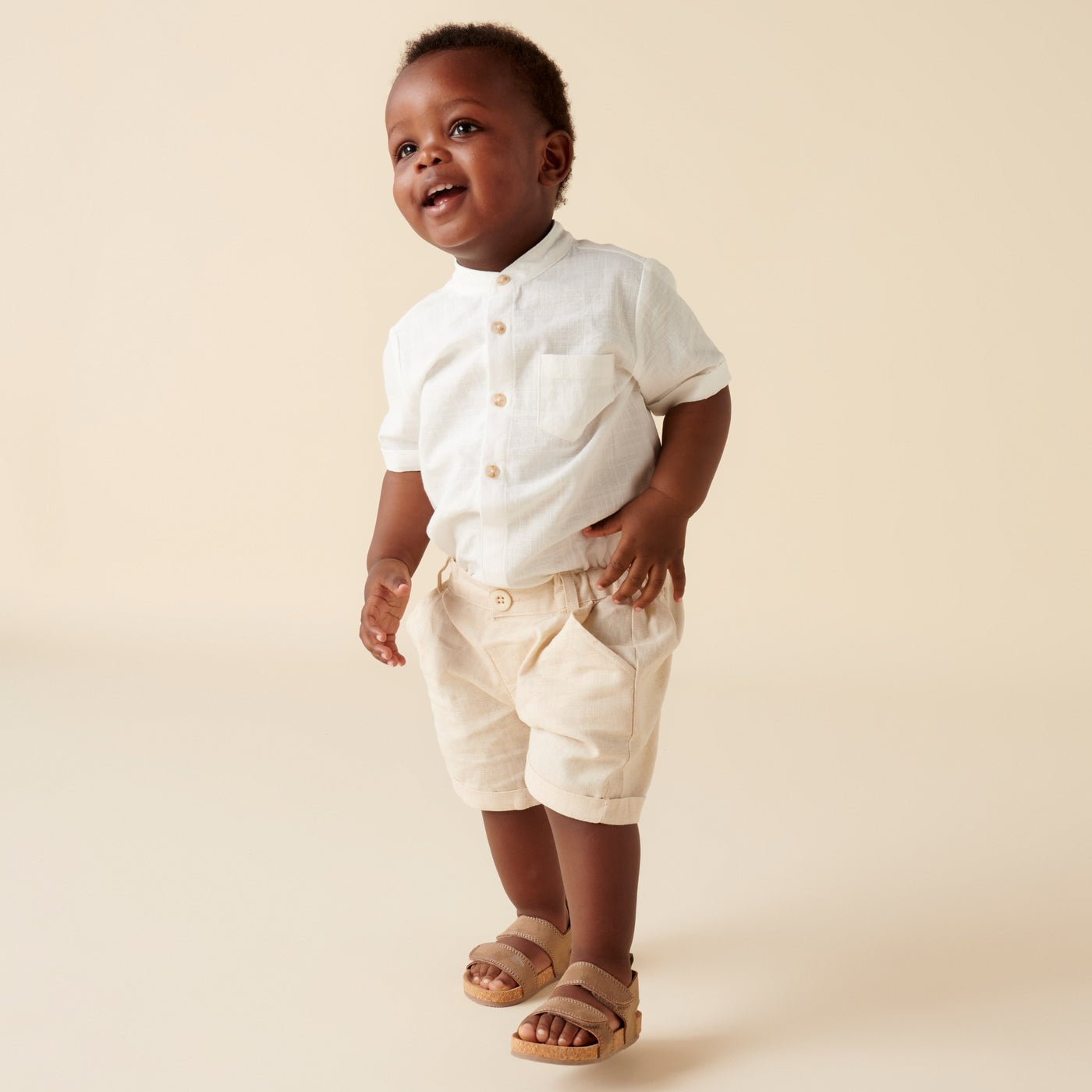 Designer Kidz Finley Linen Shorts Sand