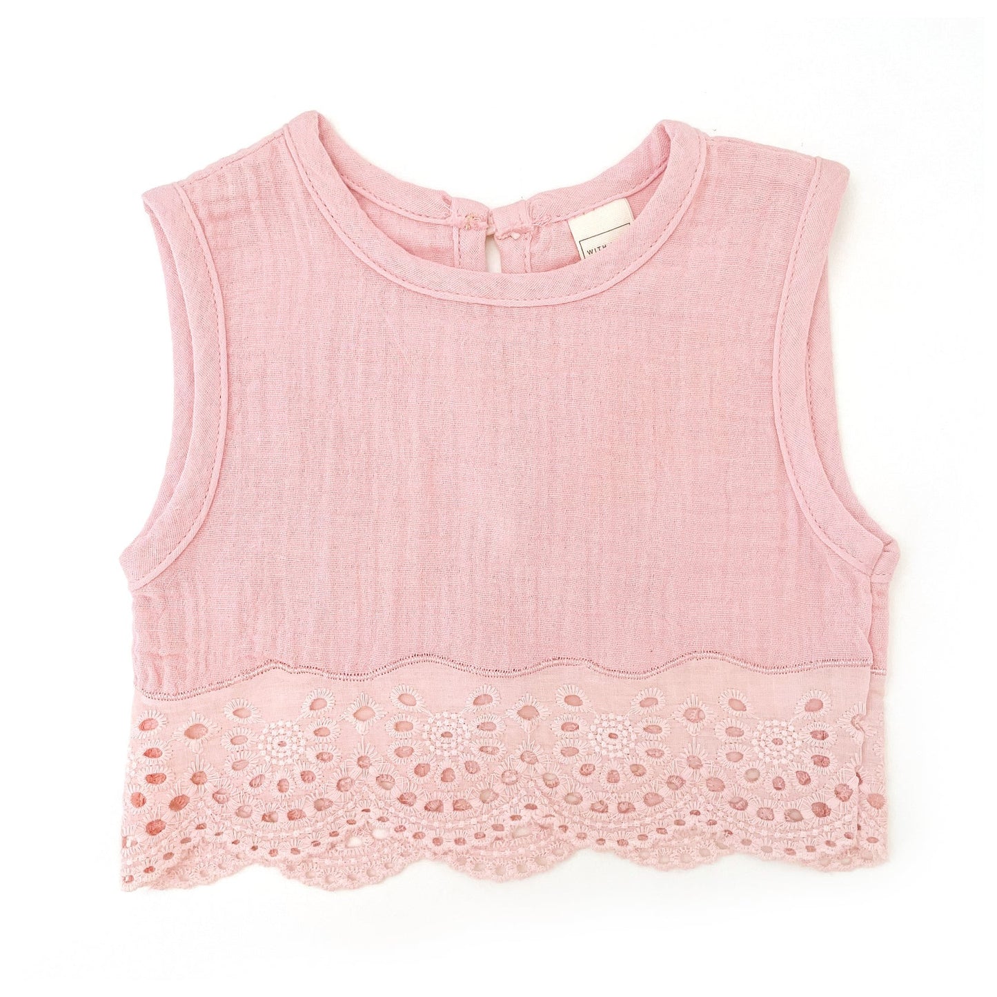 With Love For Kids Cotton Muslin Lace Top Blush