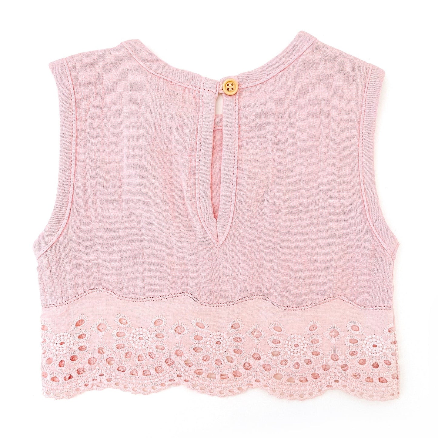 With Love For Kids Cotton Muslin Lace Top Blush