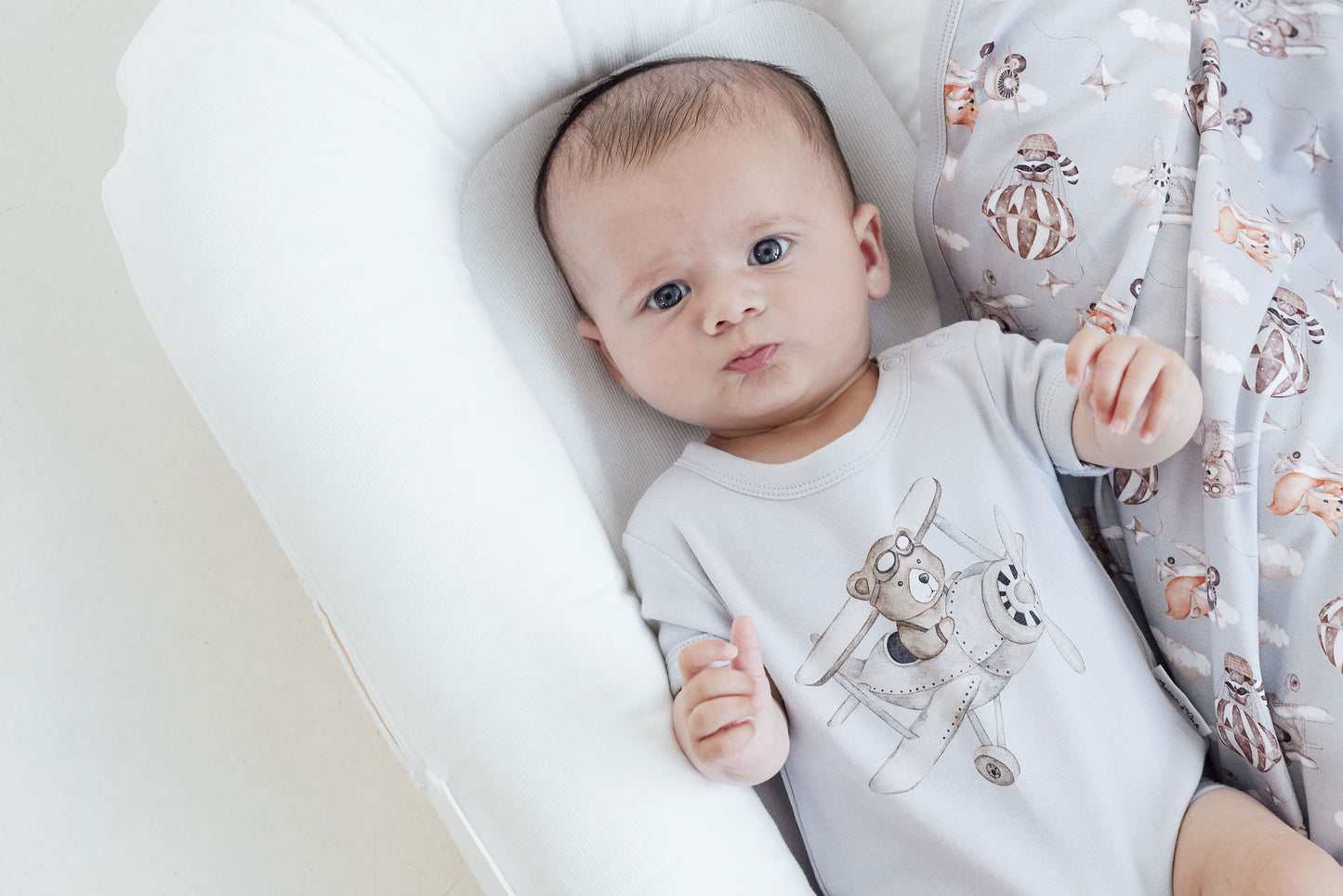 Flying Oli Bear Print Onesie