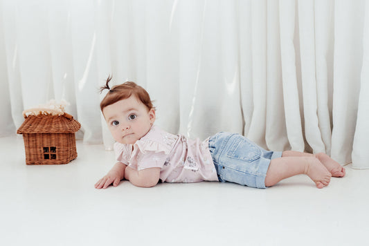 Light Denim Rainbow Shorts