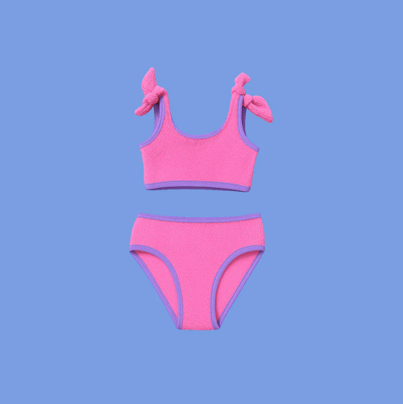Classic Crinkle Bikini Fluro Pink & Purple