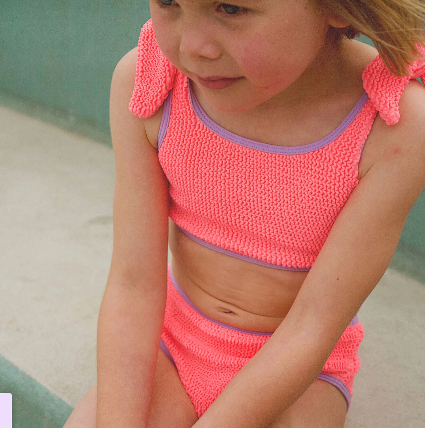 Classic Crinkle Bikini Fluro Pink & Purple