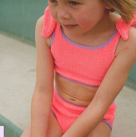 Classic Crinkle Bikini Fluro Pink & Purple