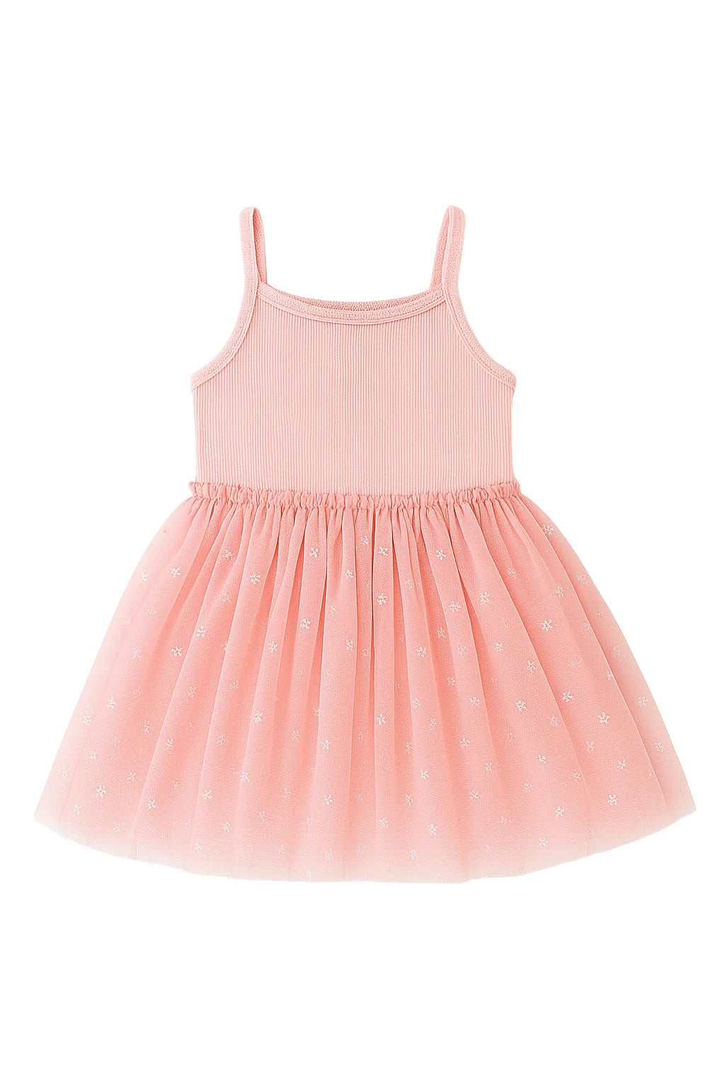 Ribbed Tulle Dress Sparkling Rose