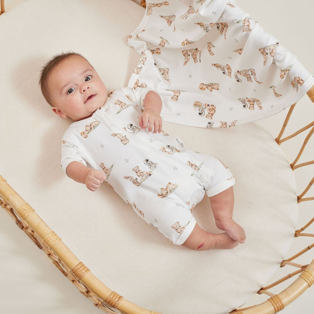 Aster & Oak - Teddy Picnic Zip Romper