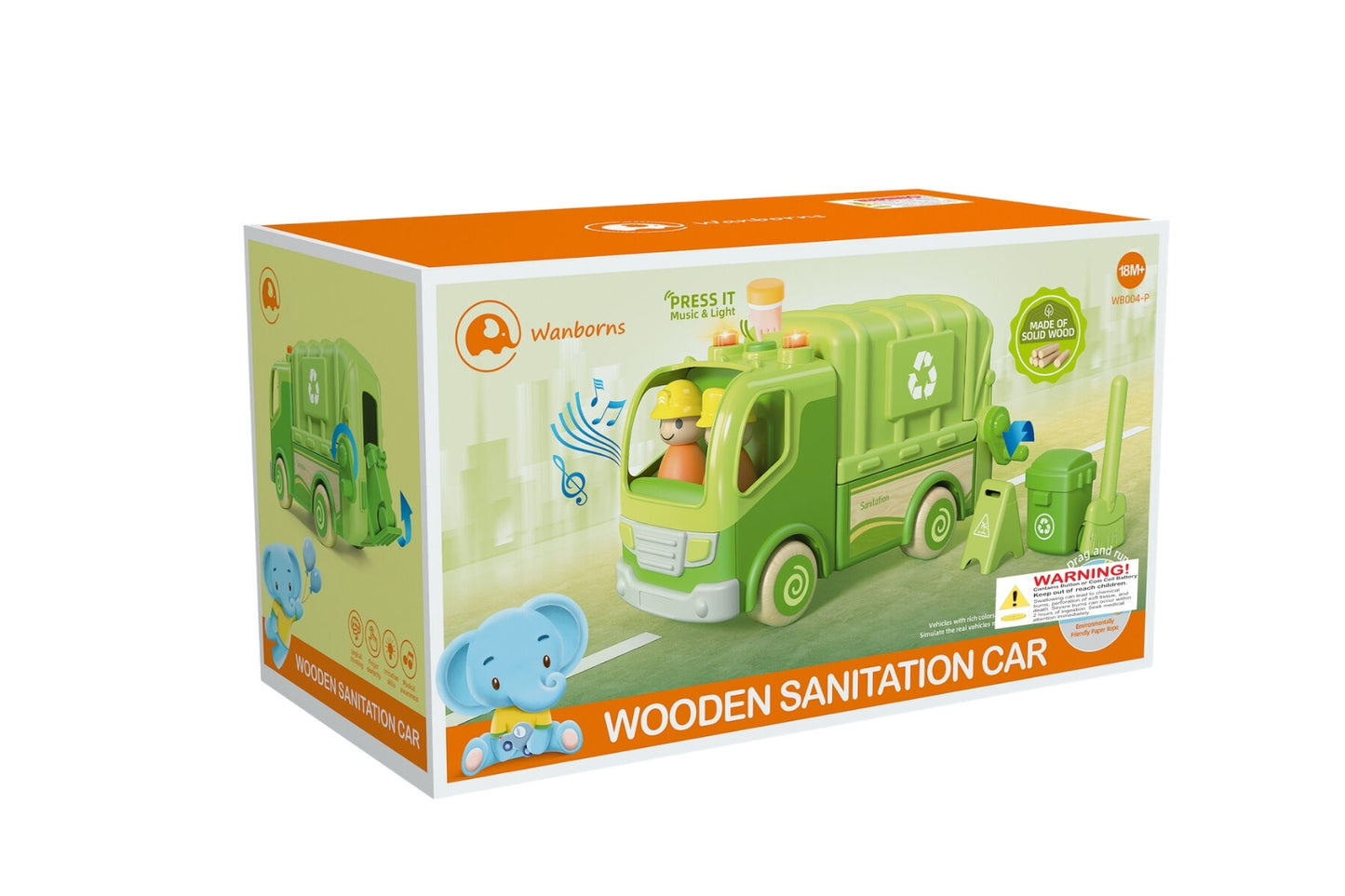 Wooden Recycle Truck with Sound & Light