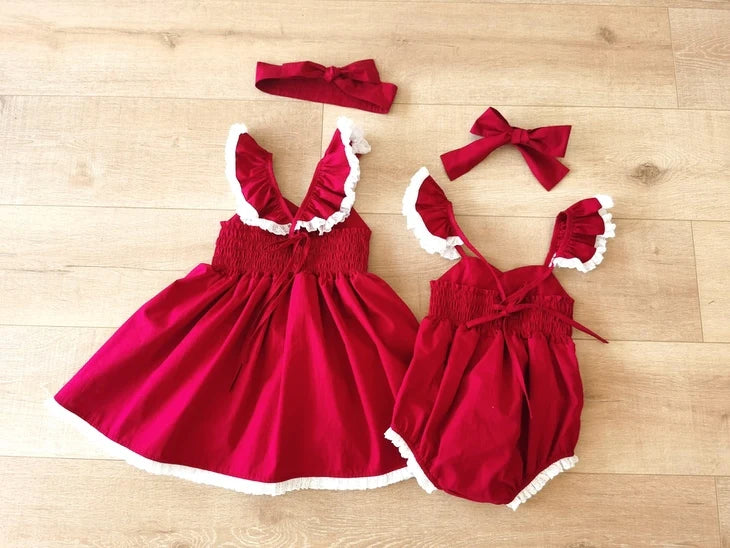 A Little Lacey - Rosie Red Christmas Baby Romper