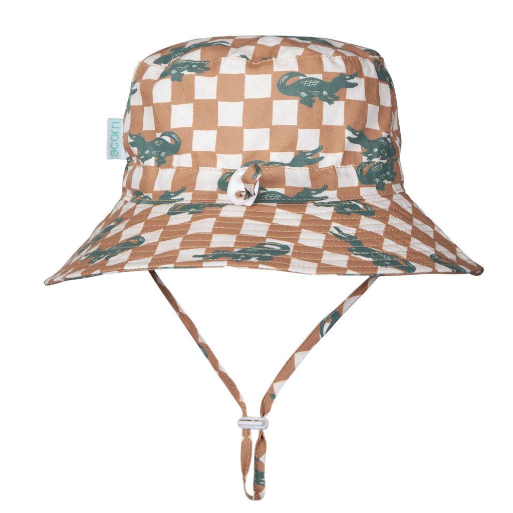 Crocodile Checks Wide Brim Bucket Hat