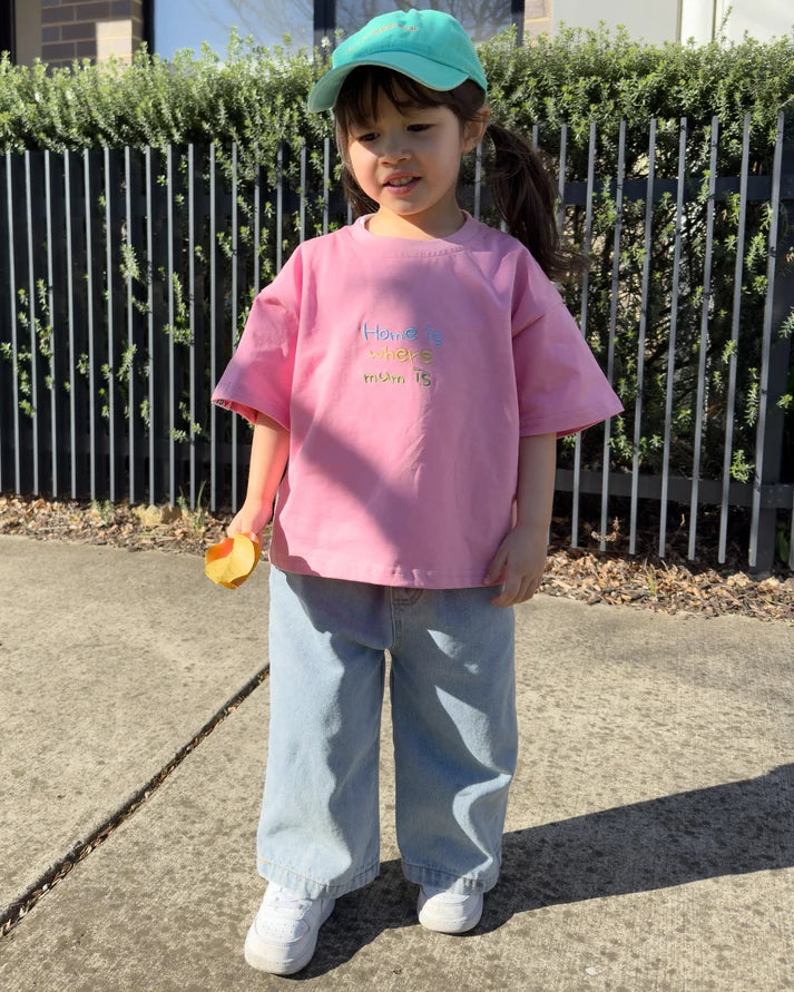 Signature Kids Tee - Home Is Where Mum Is - Pink