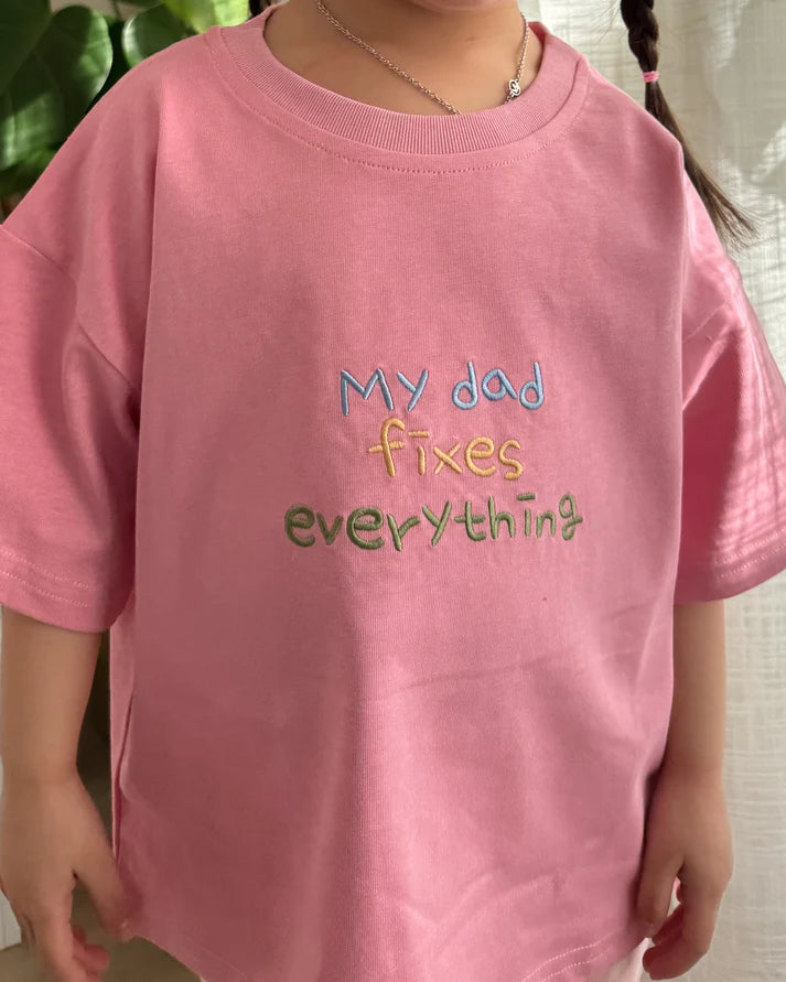Signature Kids Tee - My Dad Fixes Everything - Pink