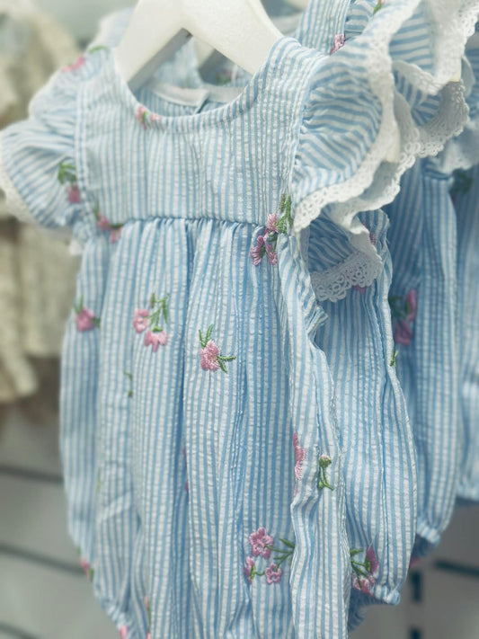 Poppy blue floral romper