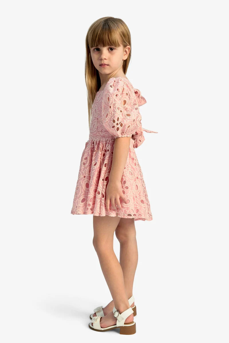 Bardot - Girls Margo Broderie Mini Dress In Bliss Pink