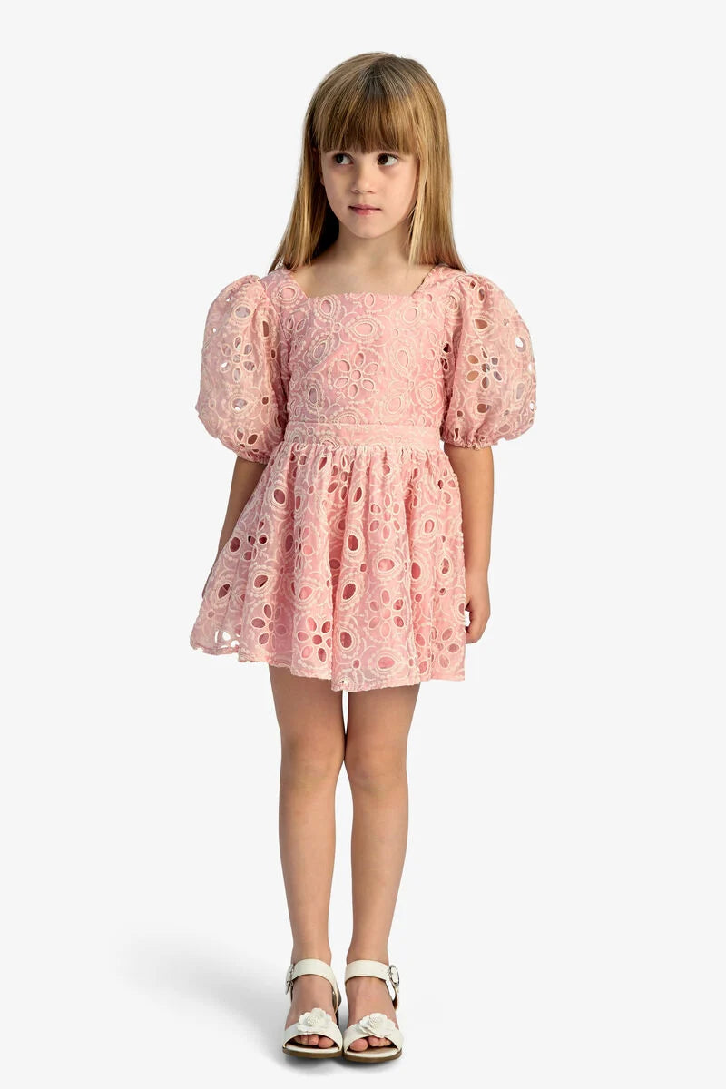 Bardot - Girls Margo Broderie Mini Dress In Bliss Pink