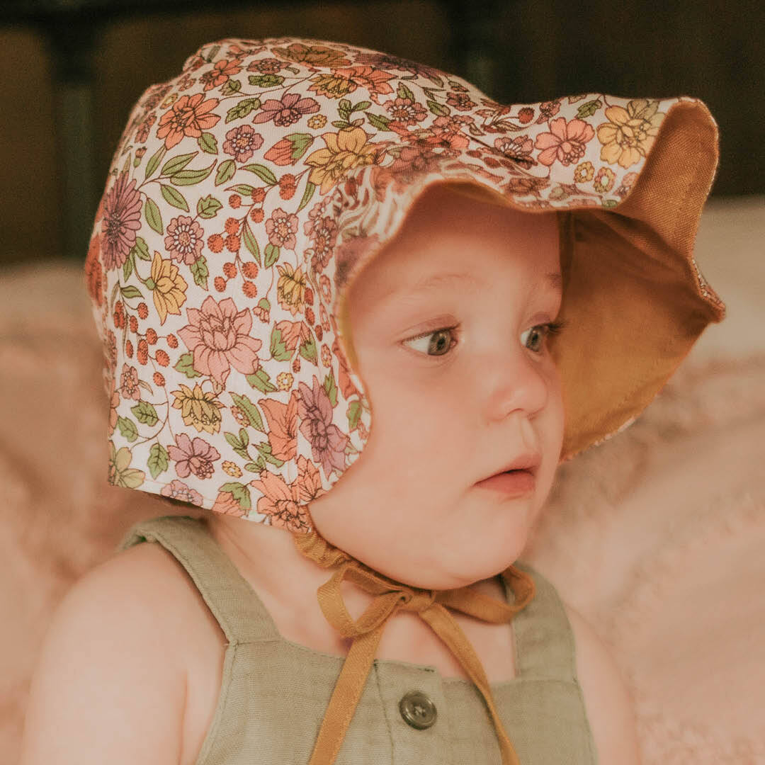 Bedhead Hats - 'Searcher' Reversible Ruffle Bonnet - Matilda / Maize