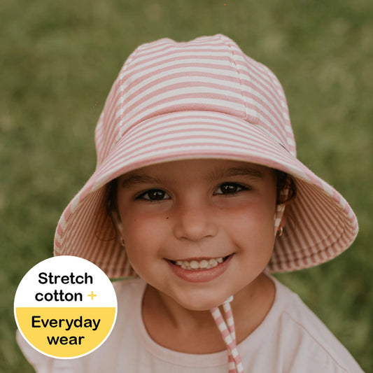 Ponytail Bucket Sun Hat Pink Stripe