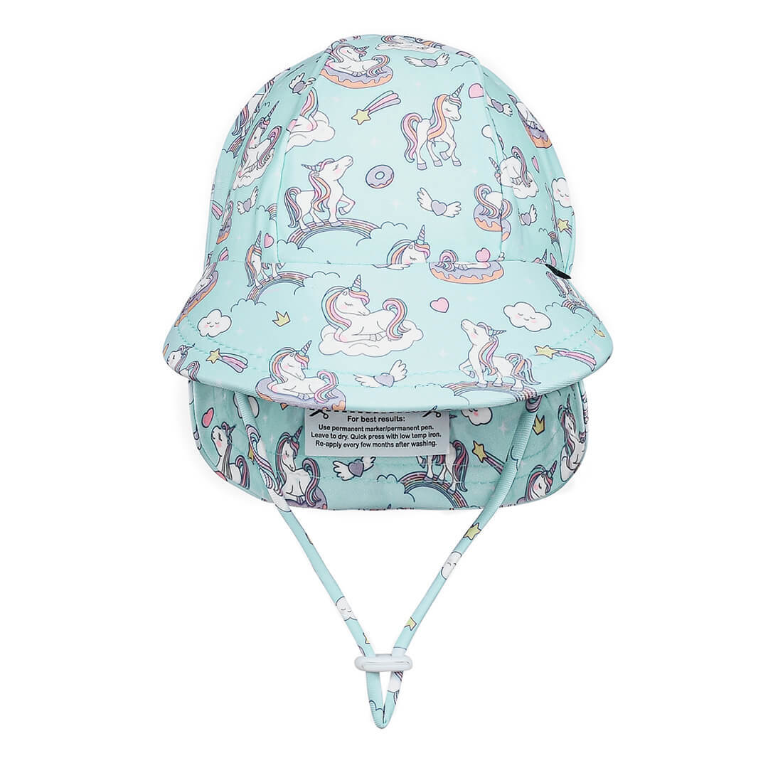 Kids Swim Legionnaire Flap Beach Hat Unicorn
