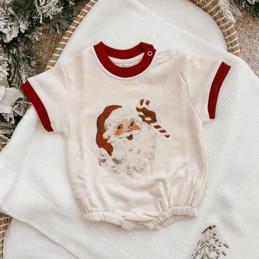 Vintage Santa Claus Short Sleeve Bubble Romper