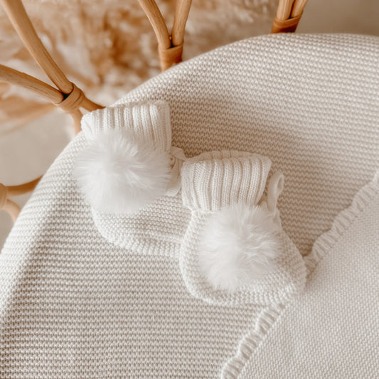 Easter Knit Booties - Pom Pom