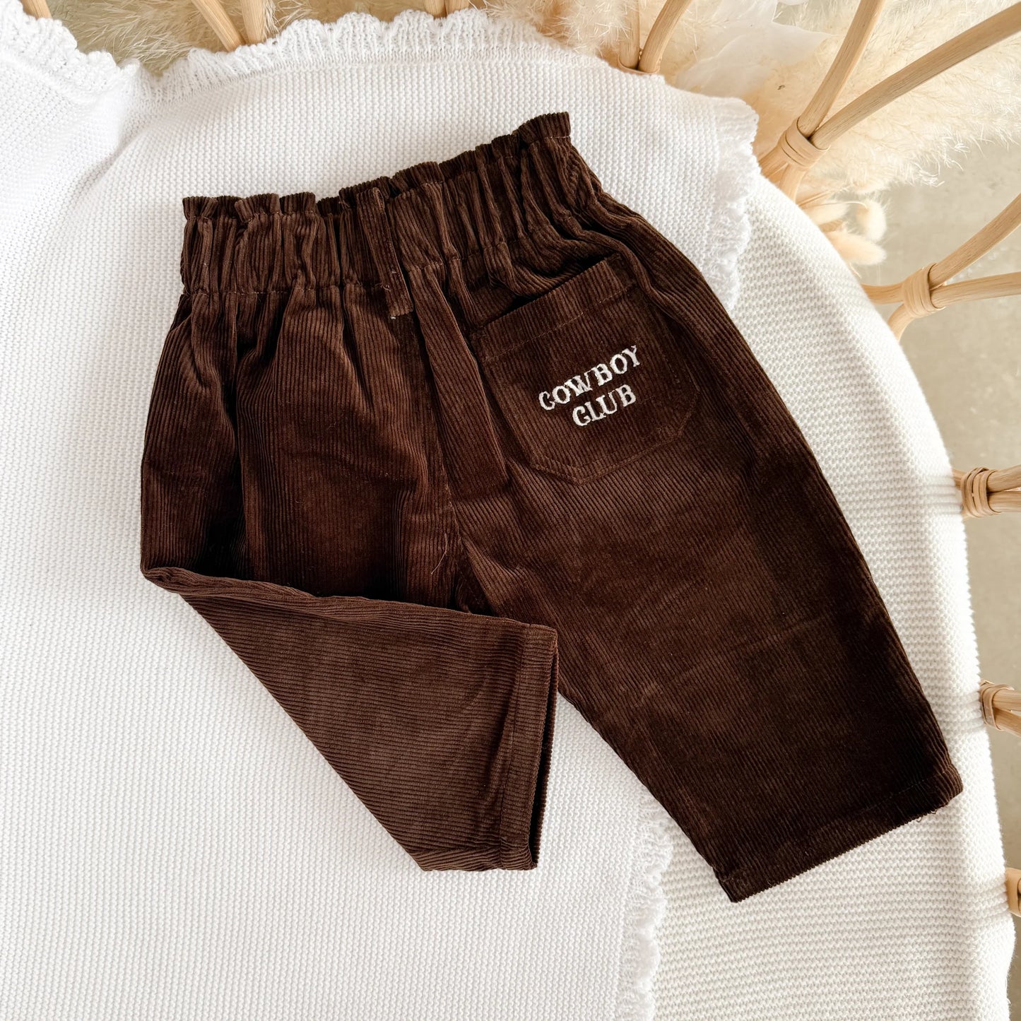 'Cowboy Club' Corduroy Pants - Brown
