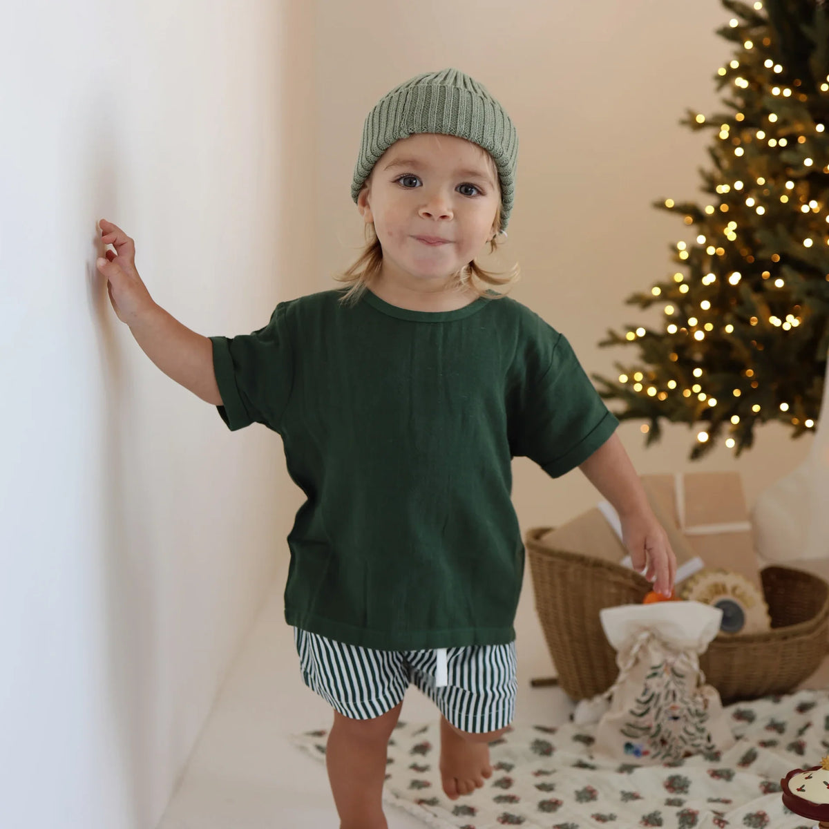 Cuff Sleeve Linen Tee - Emerald