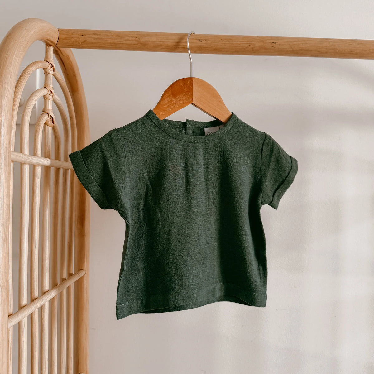 Cuff Sleeve Linen Tee - Emerald