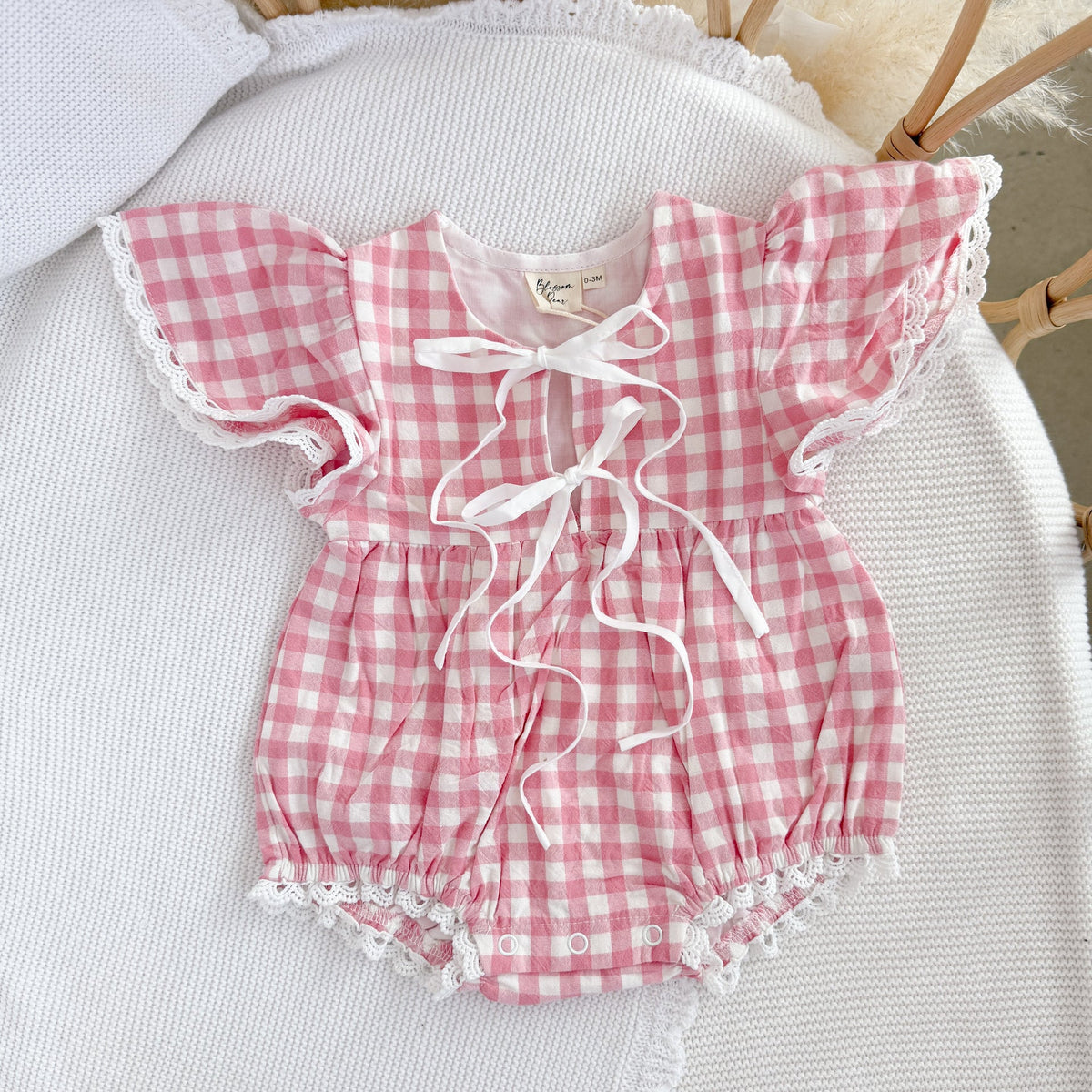 Dorothy Flutter Sleeve Romper - Pink Gingham