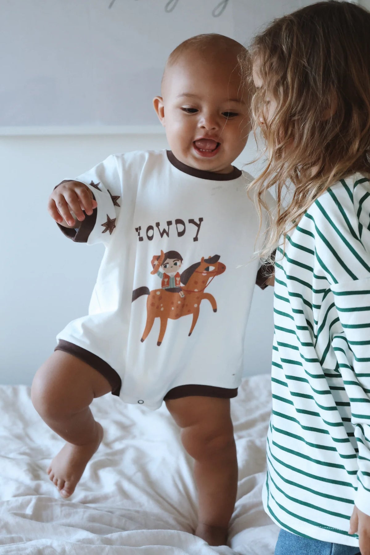 'Howdy' Slouch Romper - Milk